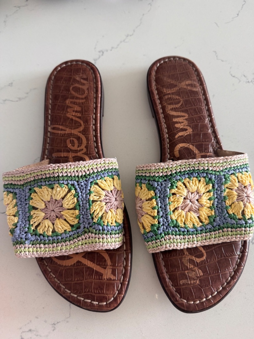 Sam Edelman Crochet Slide Sandals Women’s Size 8.5 Floral Woven Slip-On Sandals - Picture 3 of 3